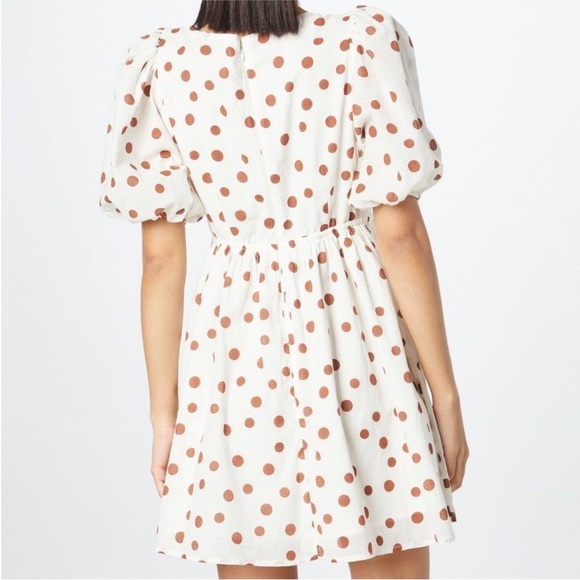 Abercrombie & Fitch Cream & Brown Polka Dot Puff Sleeve Mini Dress, Size SP - Picture 7 of 12